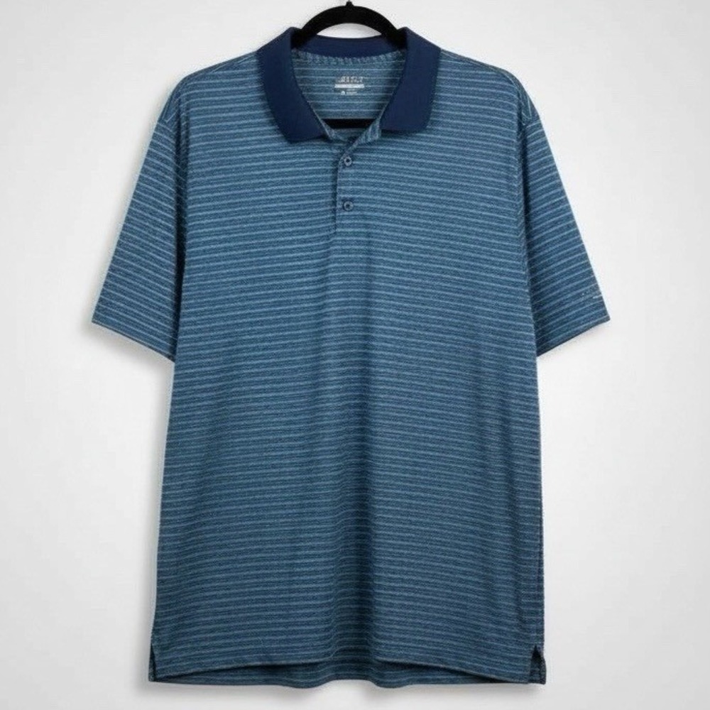 ✨BCG Golf Polo Shirt Mens XL Extra Large Blue Striped Short Sleeve Casual Work